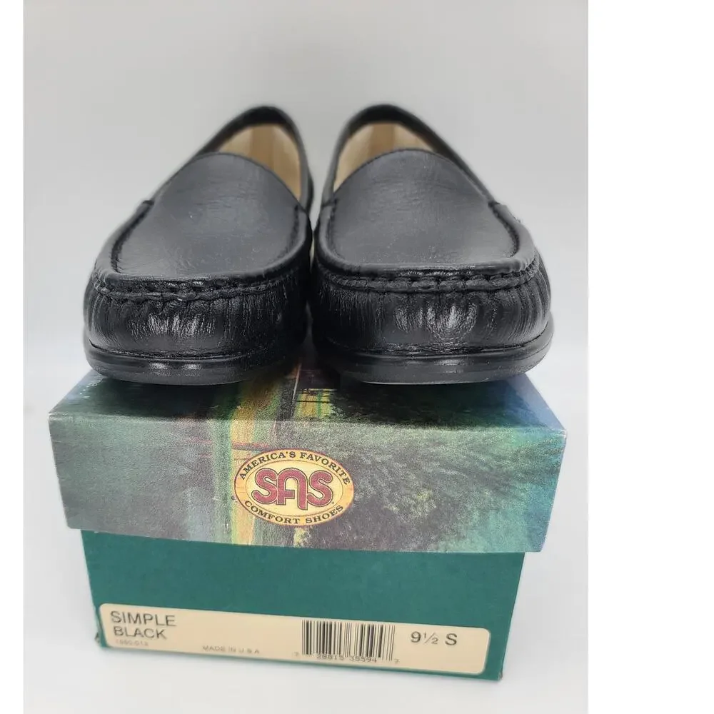 SAS Simplify Slip-On Leather Moccasin Loafer Black Tripad Comfort Size 9.5 S Box - Picture 2 of 8